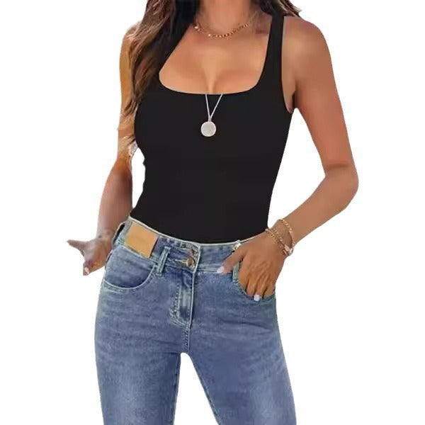 Summer Fashion Sleeveless Vest Square Collar Vest For Women