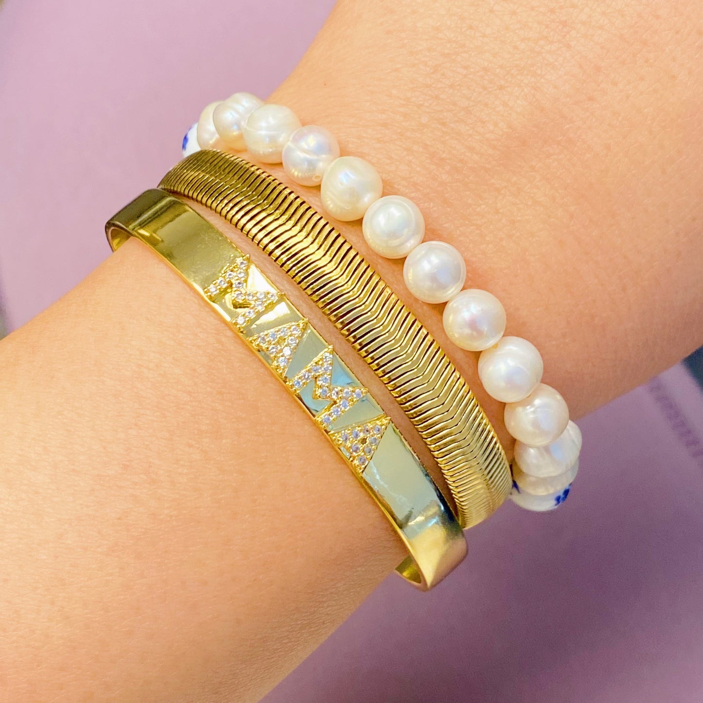 Mama Open Bangle Bracelet by Ellisonyoung.com
