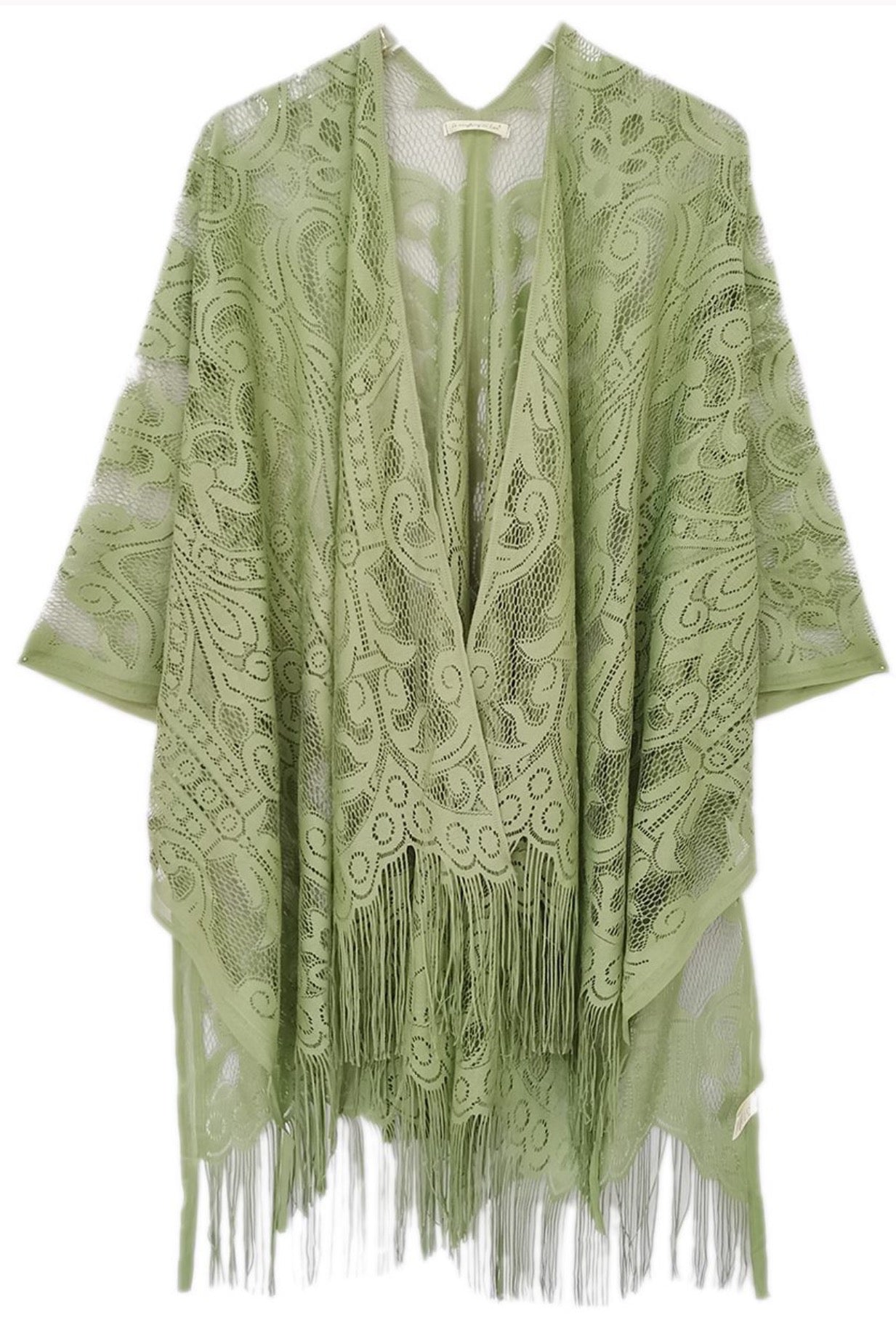Elegant Lace Fringed Kimono by Ellisonyoung.com