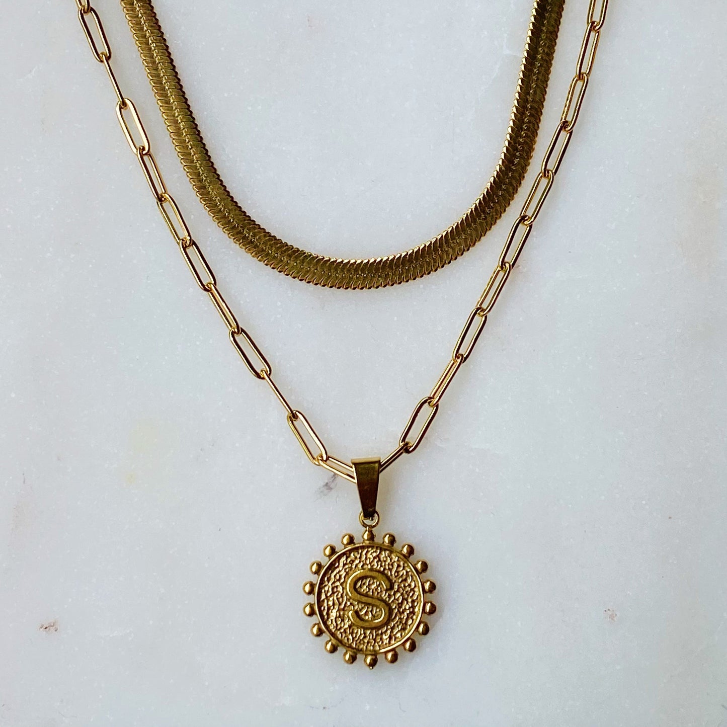 Double Chain Initial Necklace by Ellisonyoung.com