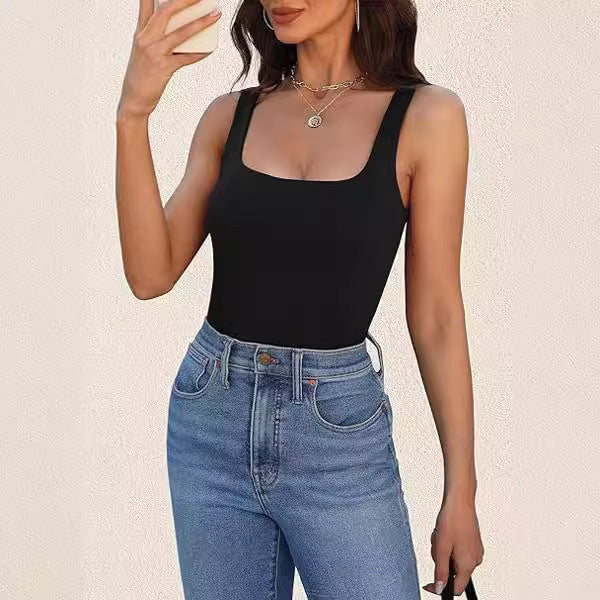 Summer Fashion Sleeveless Vest Square Collar Vest For Women