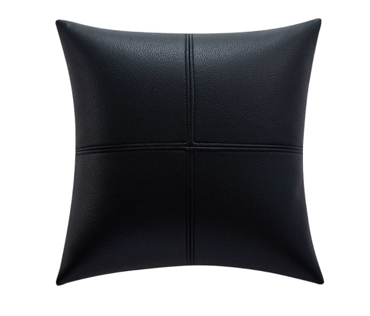 Simple Solid Color Soft Cowhide Light Luxury Leather Pillow Cover