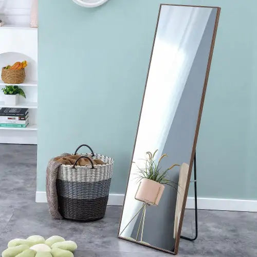 Solid Wood Broen Frame Full Length Mirror