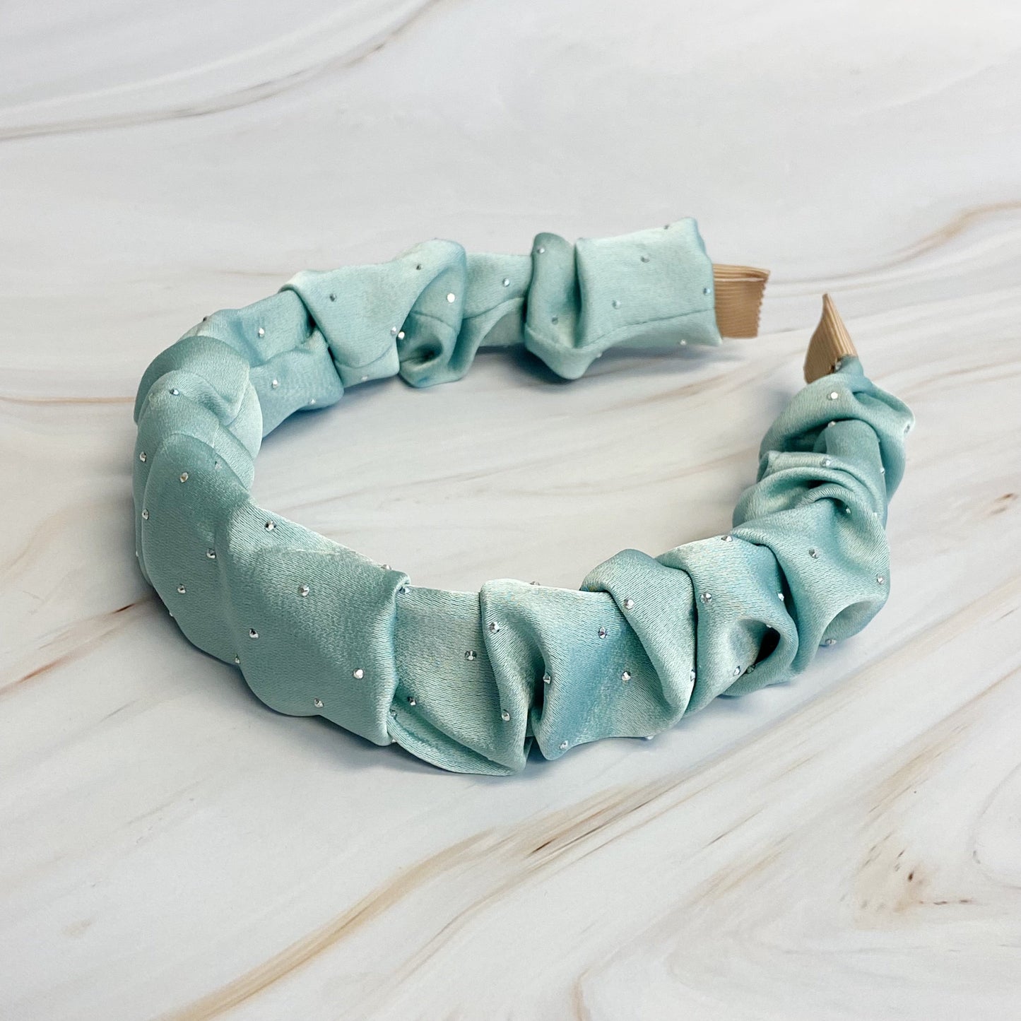 Scrunched Satin Jewel Dotted Headband by Ellisonyoung.com