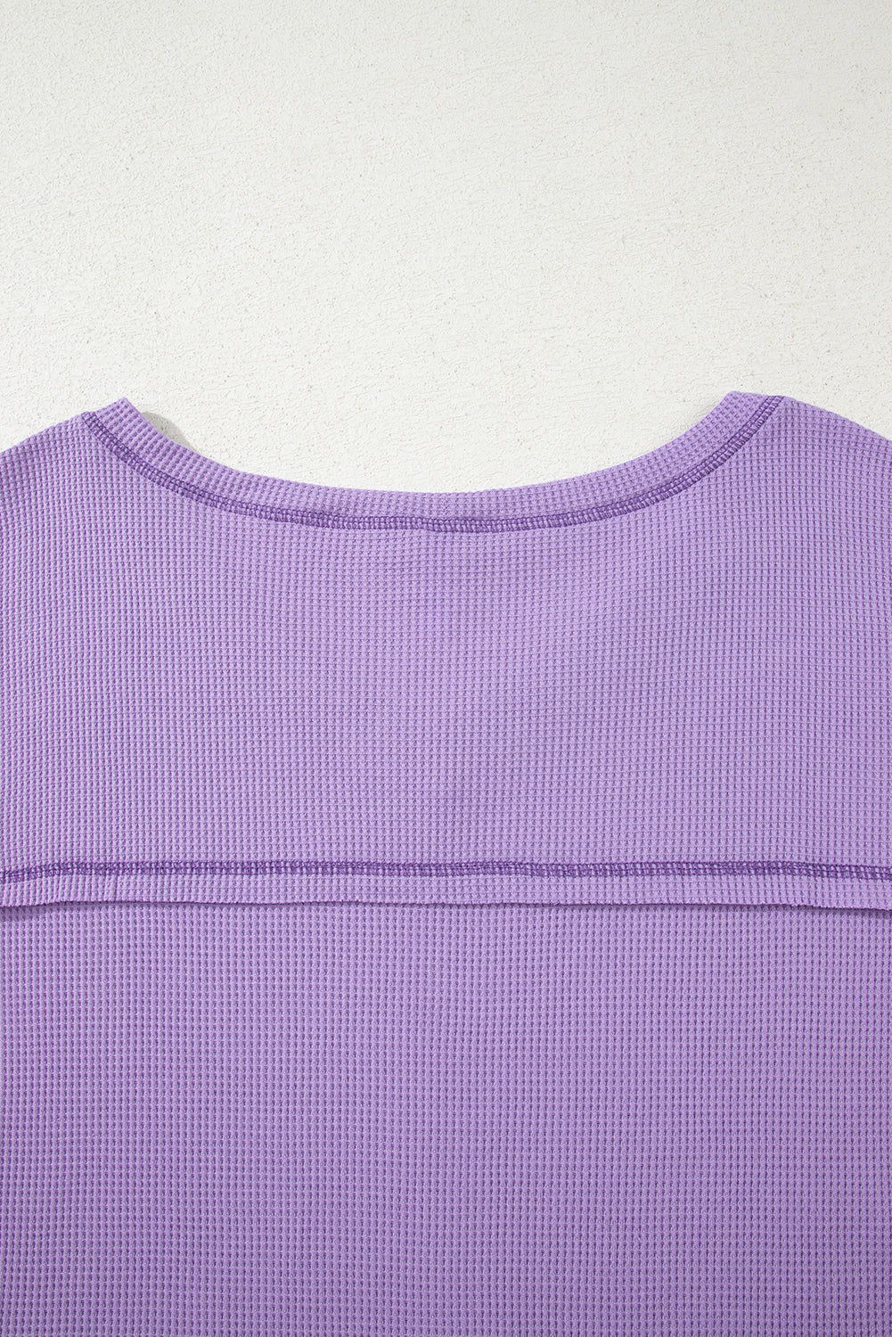 Purple Exposed Seam Half Sleeve Knitted V Neck Textured Top