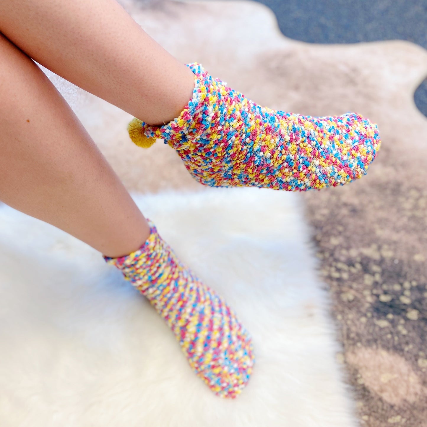 Fuzzy Pom Confetti Socks by Ellisonyoung.com