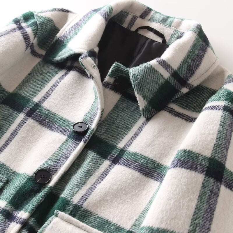 Summer European And American Style Stickers Pocket Decoration Plaid Short Coat