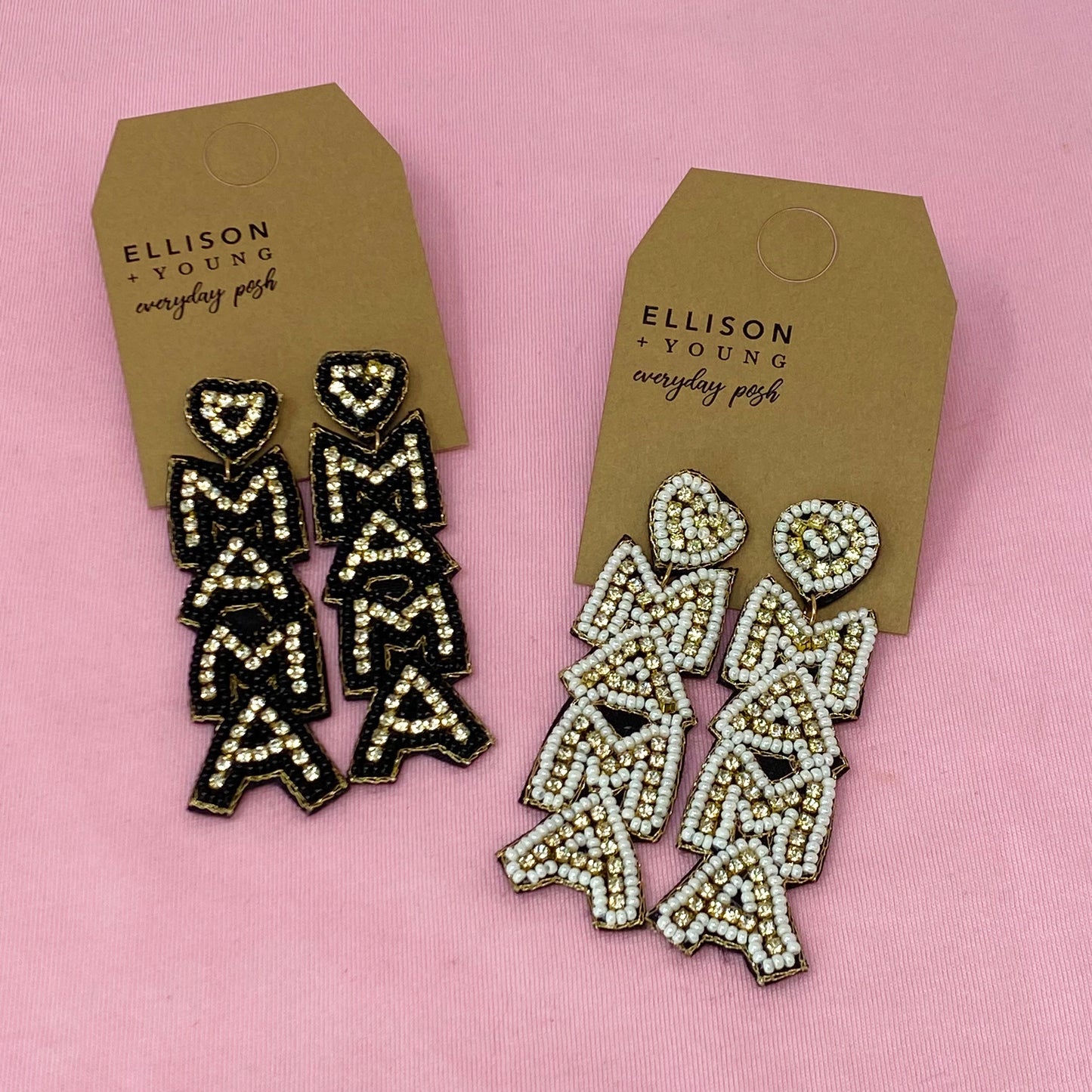 Beaded Mama Dangle Earrings by Ellisonyoung.com