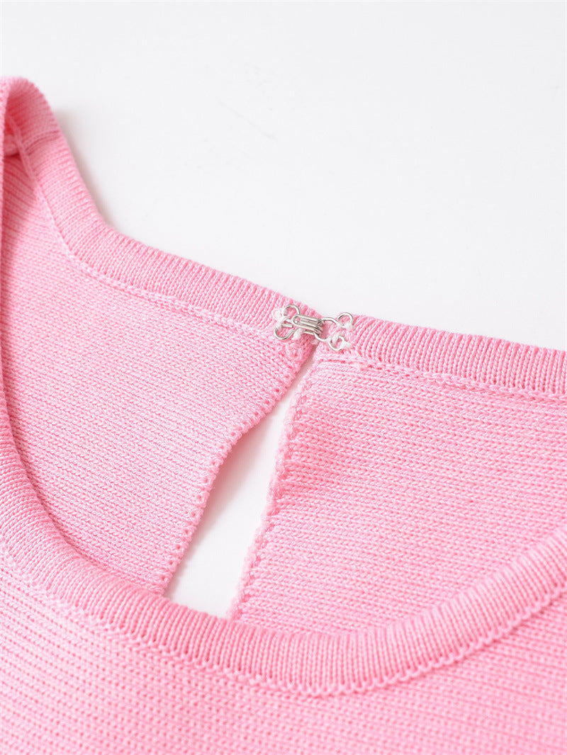 Women's Short Skirt Bowknot Decoration Knitted Top