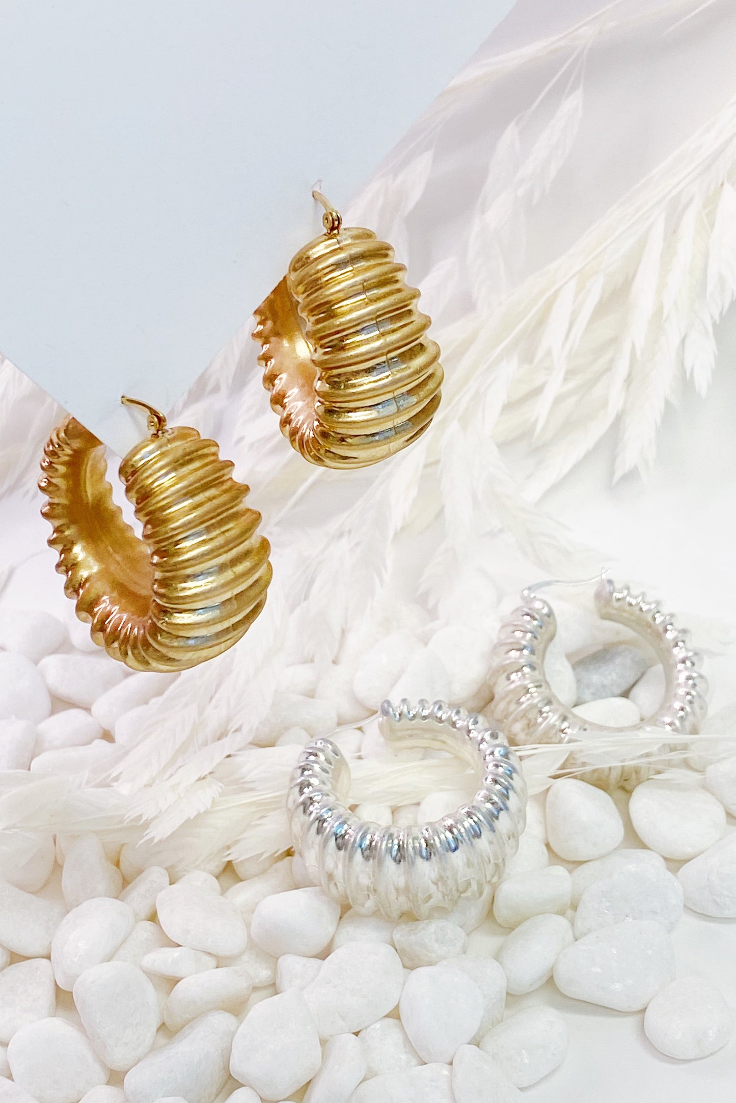 Bold In Pleats Hoop Earrings by Ellisonyoung.com