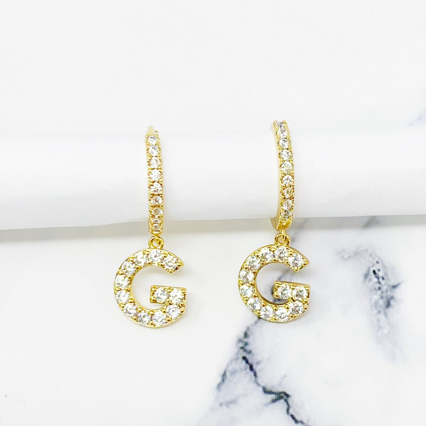 Crystal Initial Drop Earrings by Ellisonyoung.com