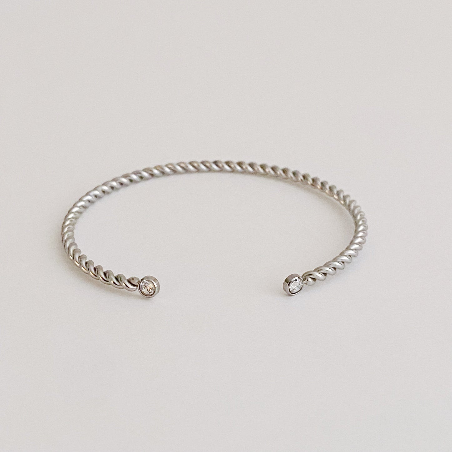 Slim And Cabled Open Bangle Bracelet by Ellisonyoung.com