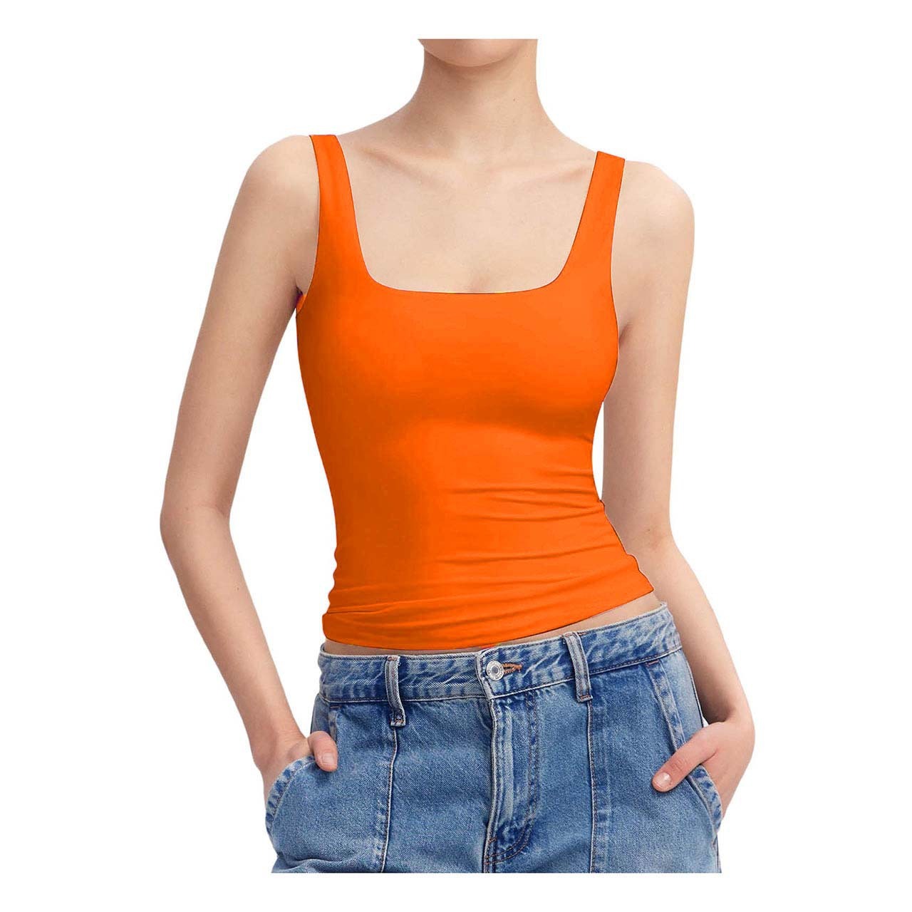 Summer Fashion Sleeveless Vest Square Collar Vest For Women