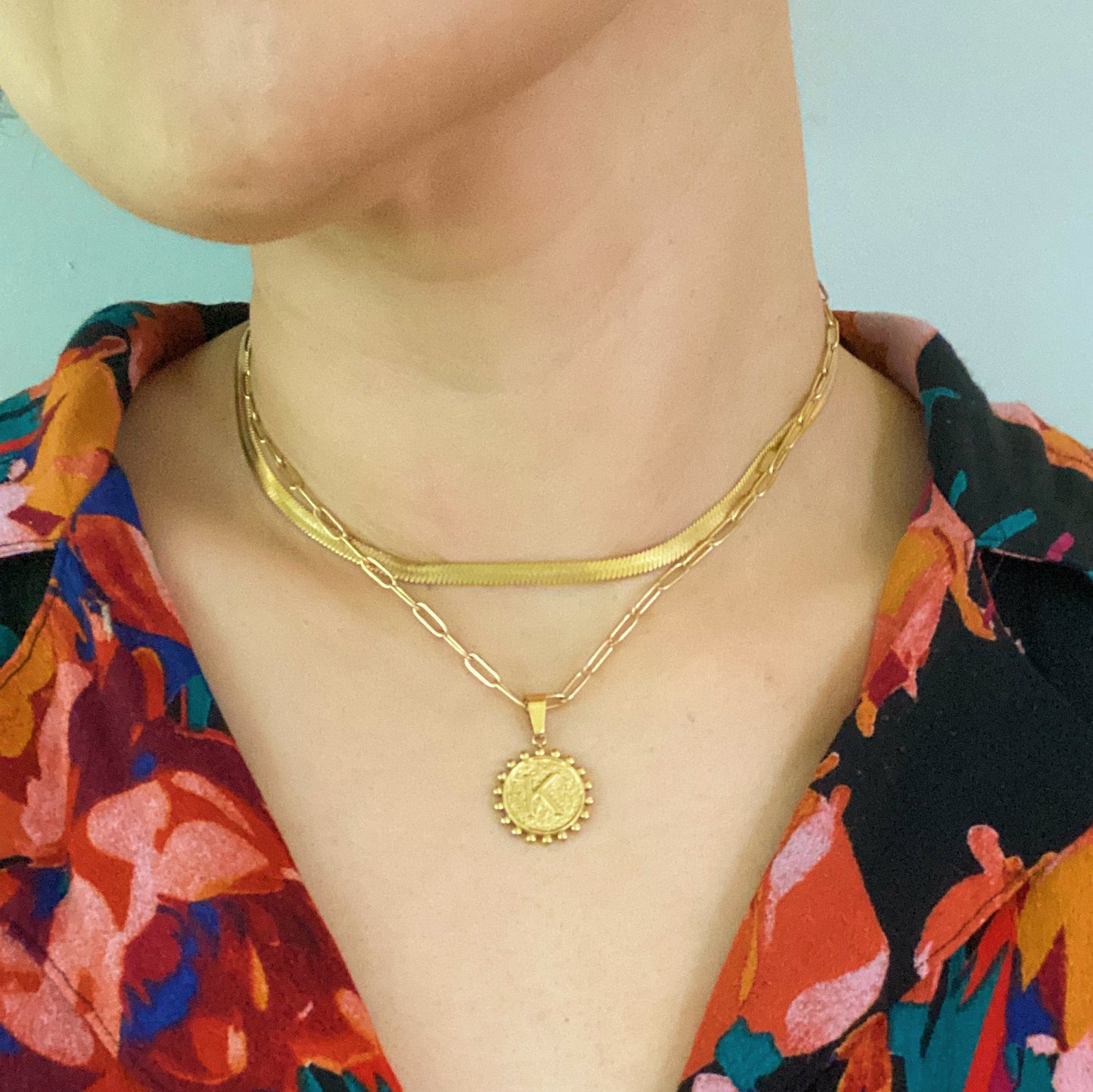 Double Chain Initial Necklace by Ellisonyoung.com