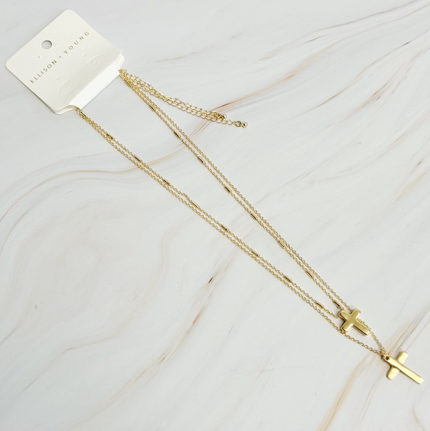Pretty Chain Cross Necklace Set Of 2 by Ellisonyoung.com