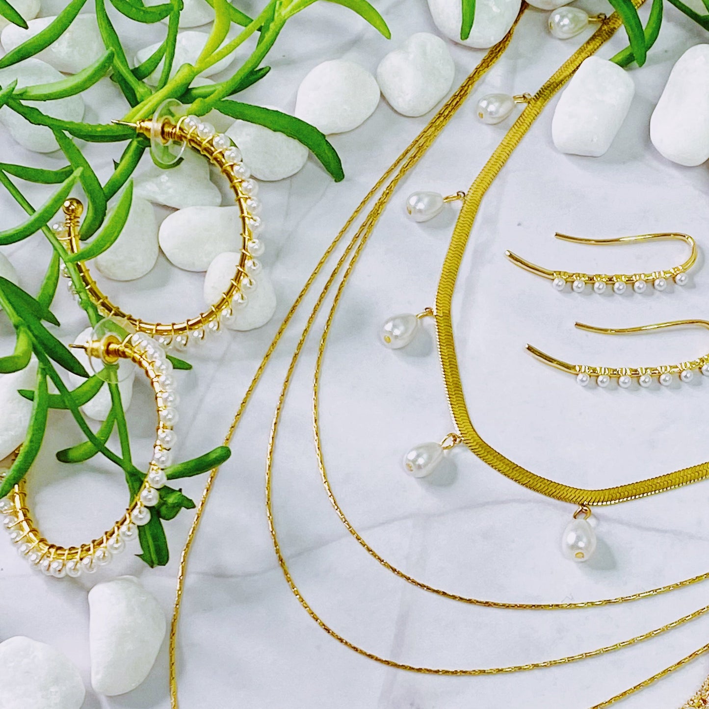Precious Pearl Bead Hoop Earrings by Ellisonyoung.com