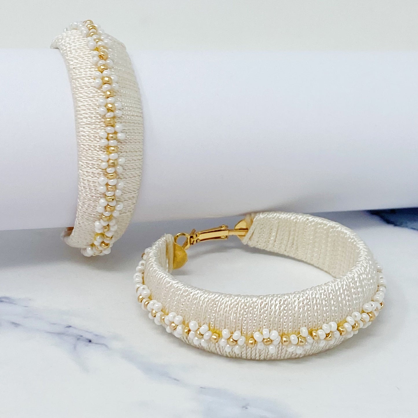 Beaded Hoop Earrings by Ellisonyoung.com