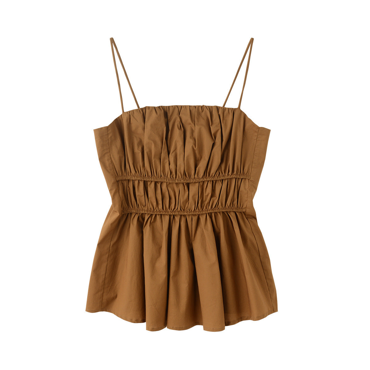 Standard Edition Pleated Camisole Top Brown Easy Matching Waisted Vest
