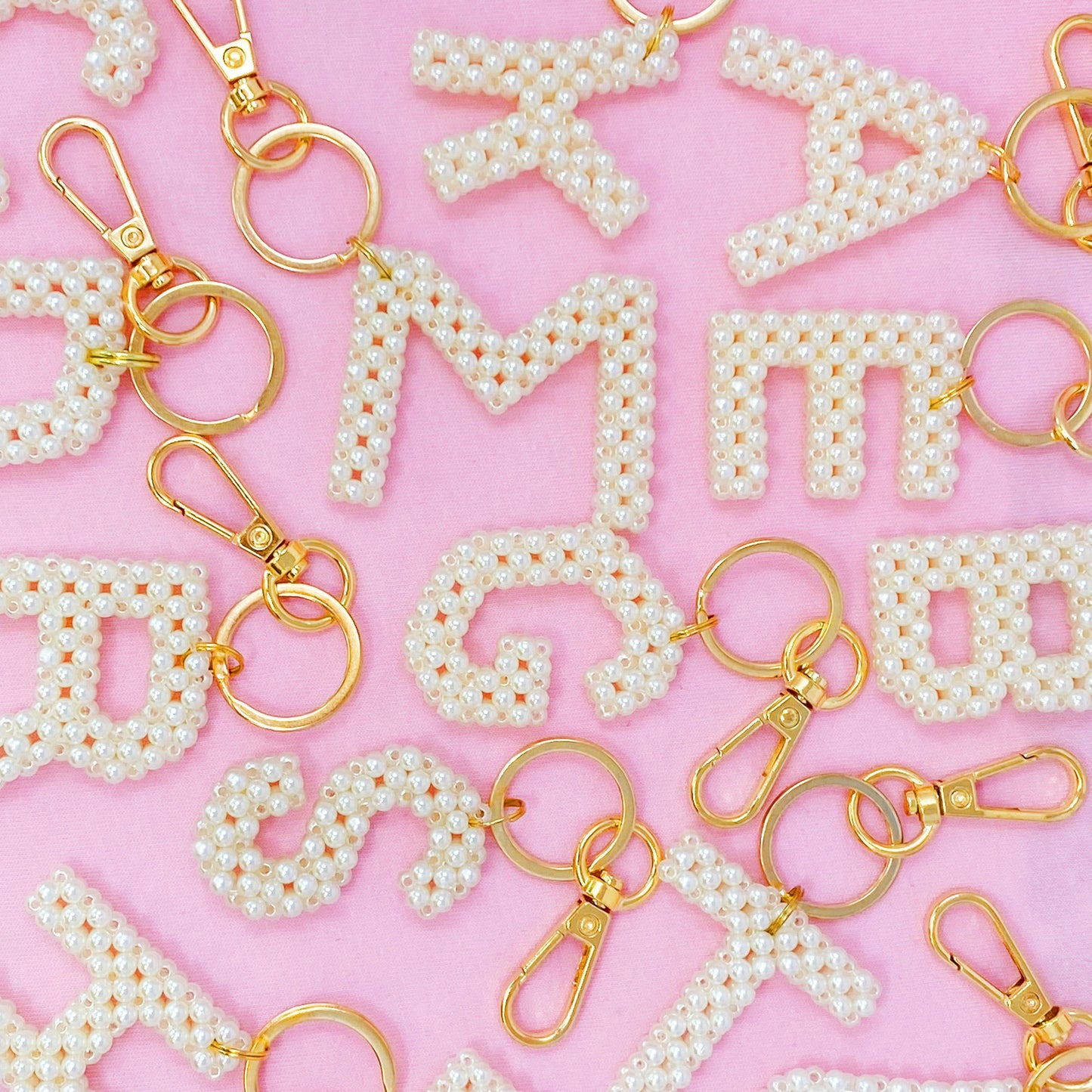 Hand Knitted Retro Pearl Initial Key Chain by Ellisonyoung.com