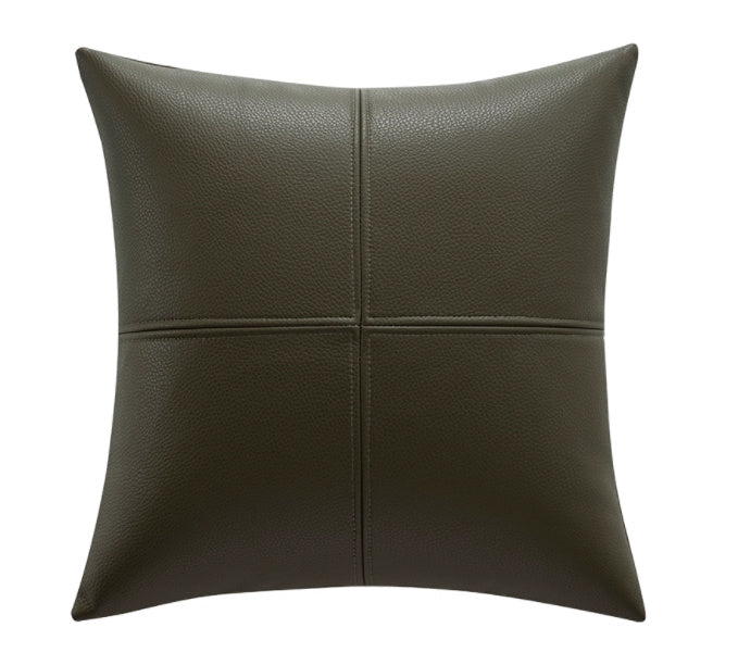 Simple Solid Color Soft Cowhide Light Luxury Leather Pillow Cover