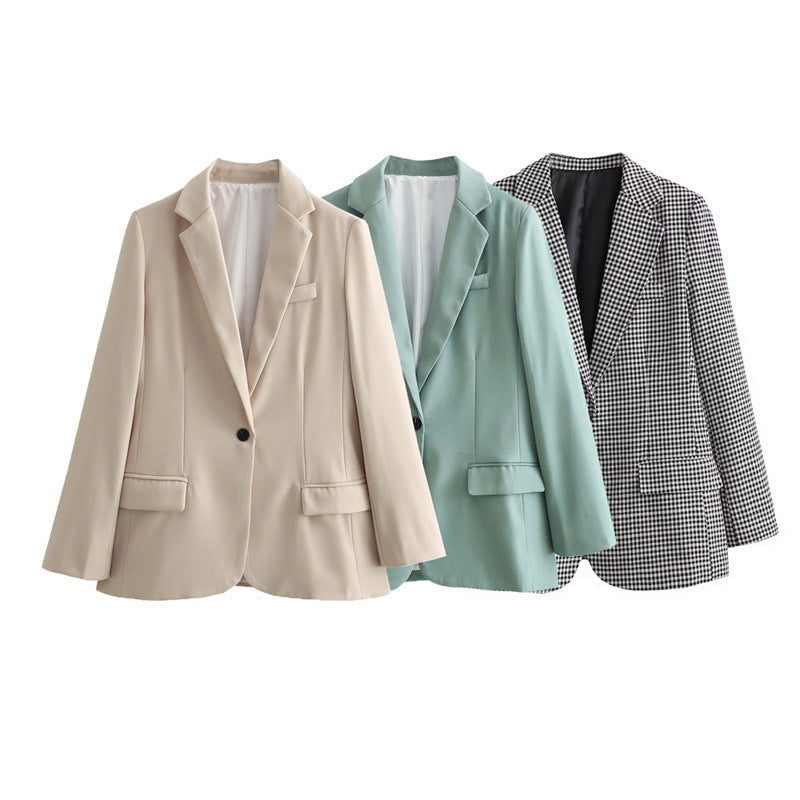 New Summer Loose Casual 3 Colors One Button Suit Coat