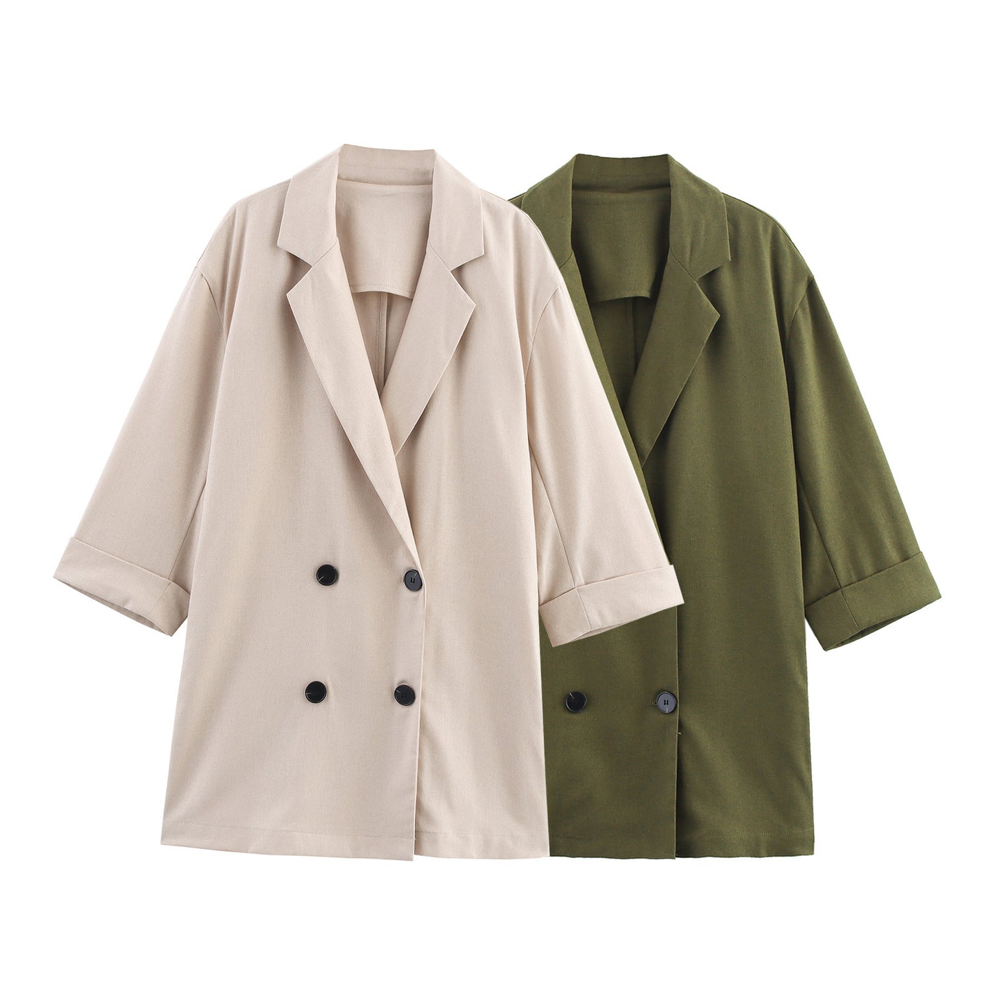 Linen Double Breasted Suit Jacket Linen Wide Leg Pants Suit