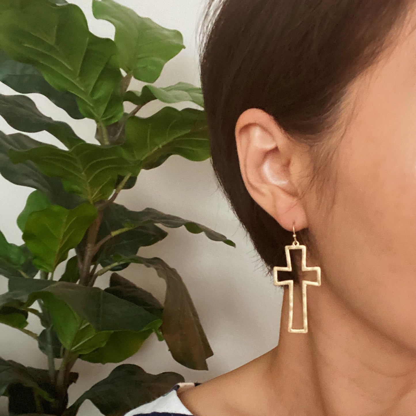 Dangle Cross Outlined Earrings by Ellisonyoung.com