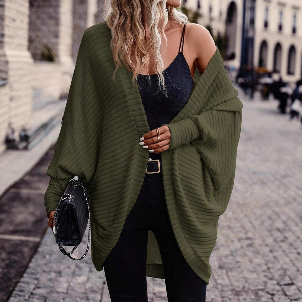 Solid Color And V-neck Loose Knitted Sweater
