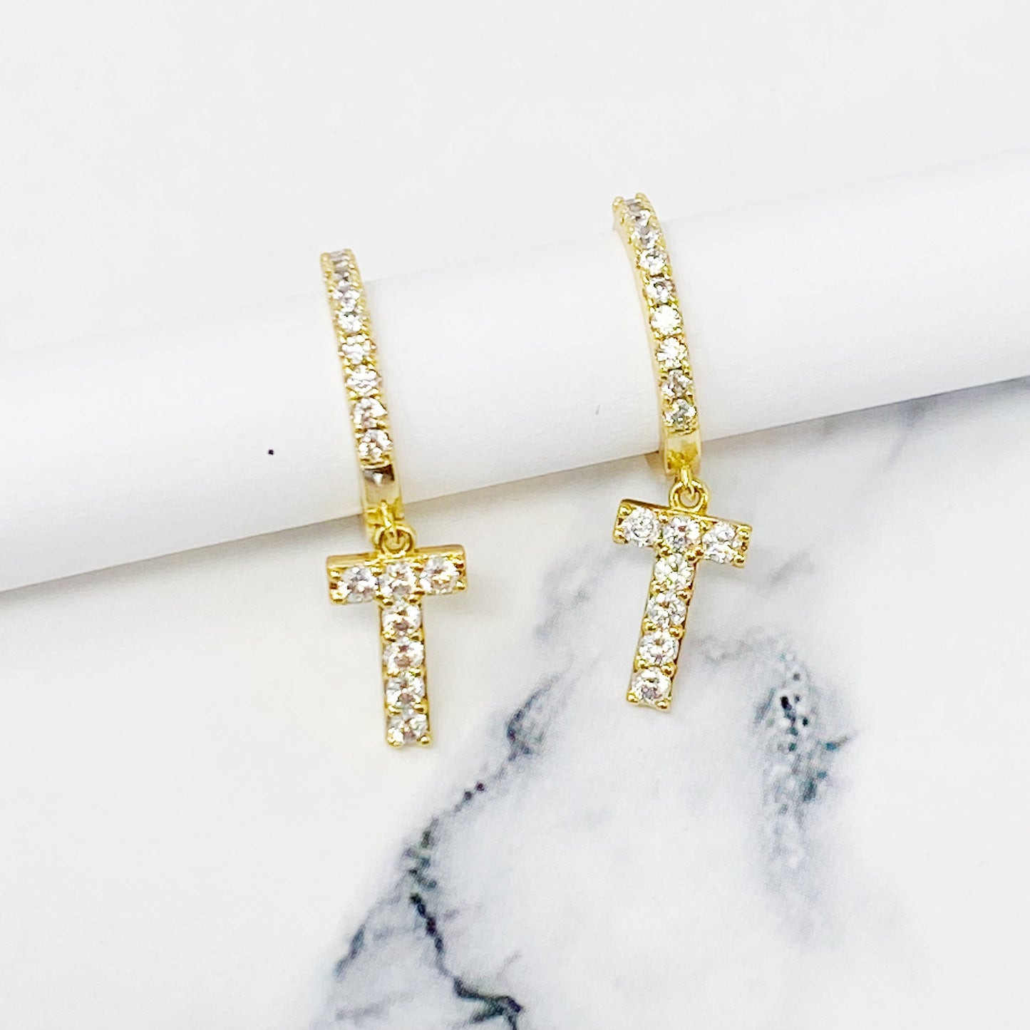 Crystal Initial Drop Earrings by Ellisonyoung.com