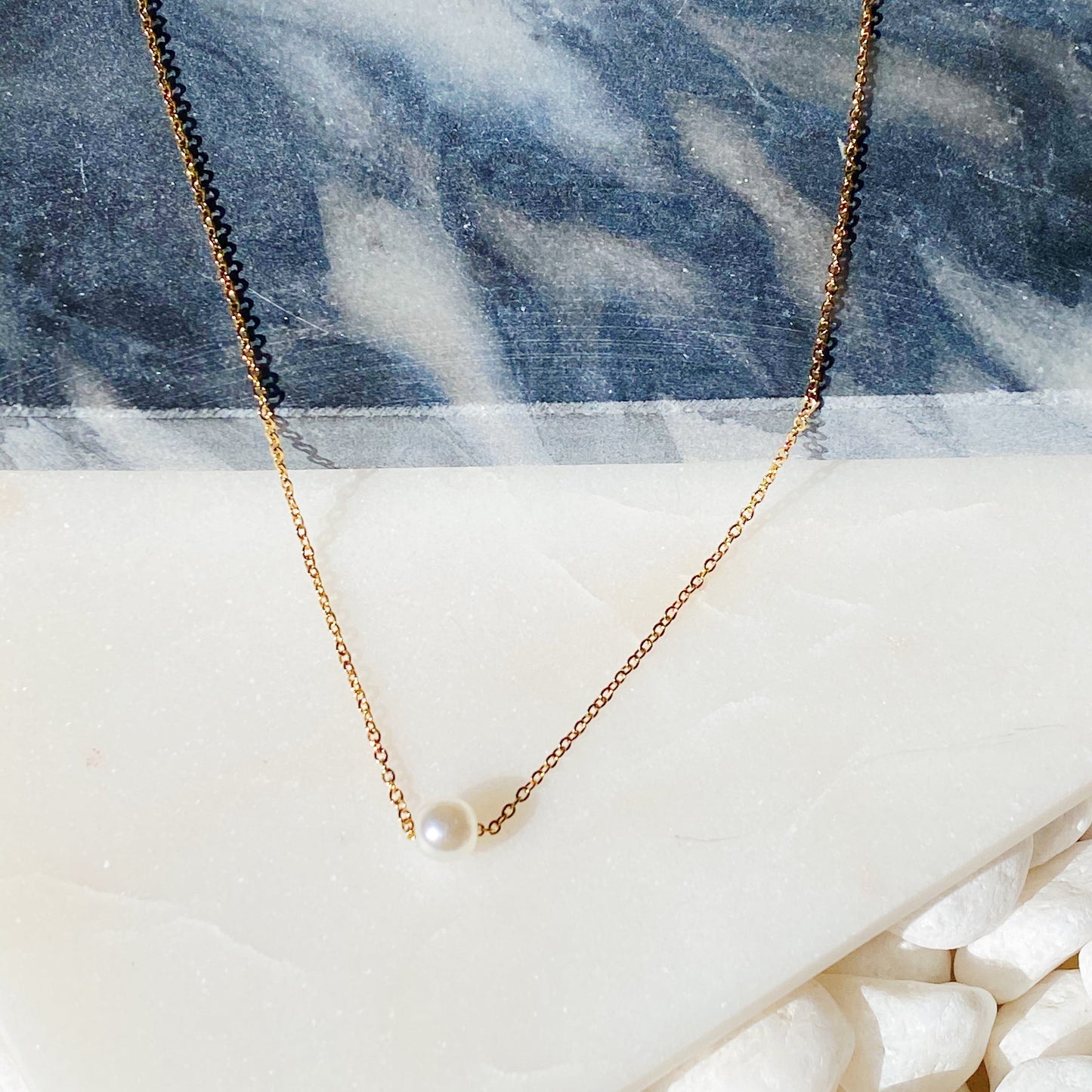 Dainty Single Pearl Necklace by Ellisonyoung.com