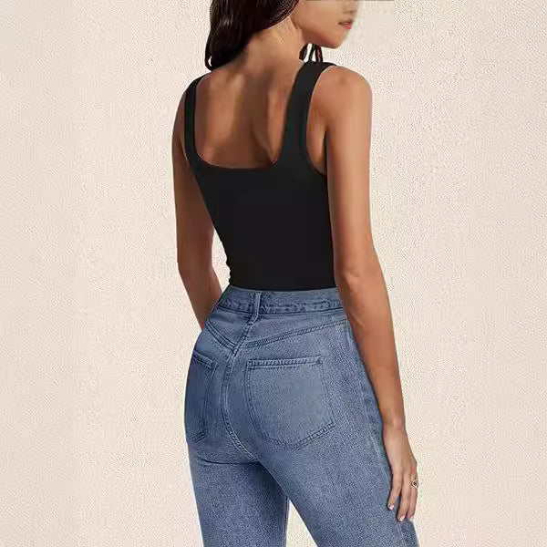 Summer Fashion Sleeveless Vest Square Collar Vest For Women