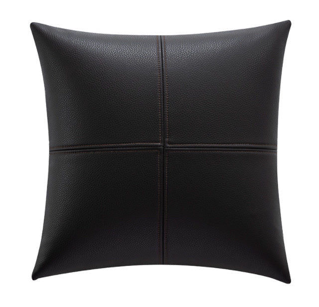 Simple Solid Color Soft Cowhide Light Luxury Leather Pillow Cover