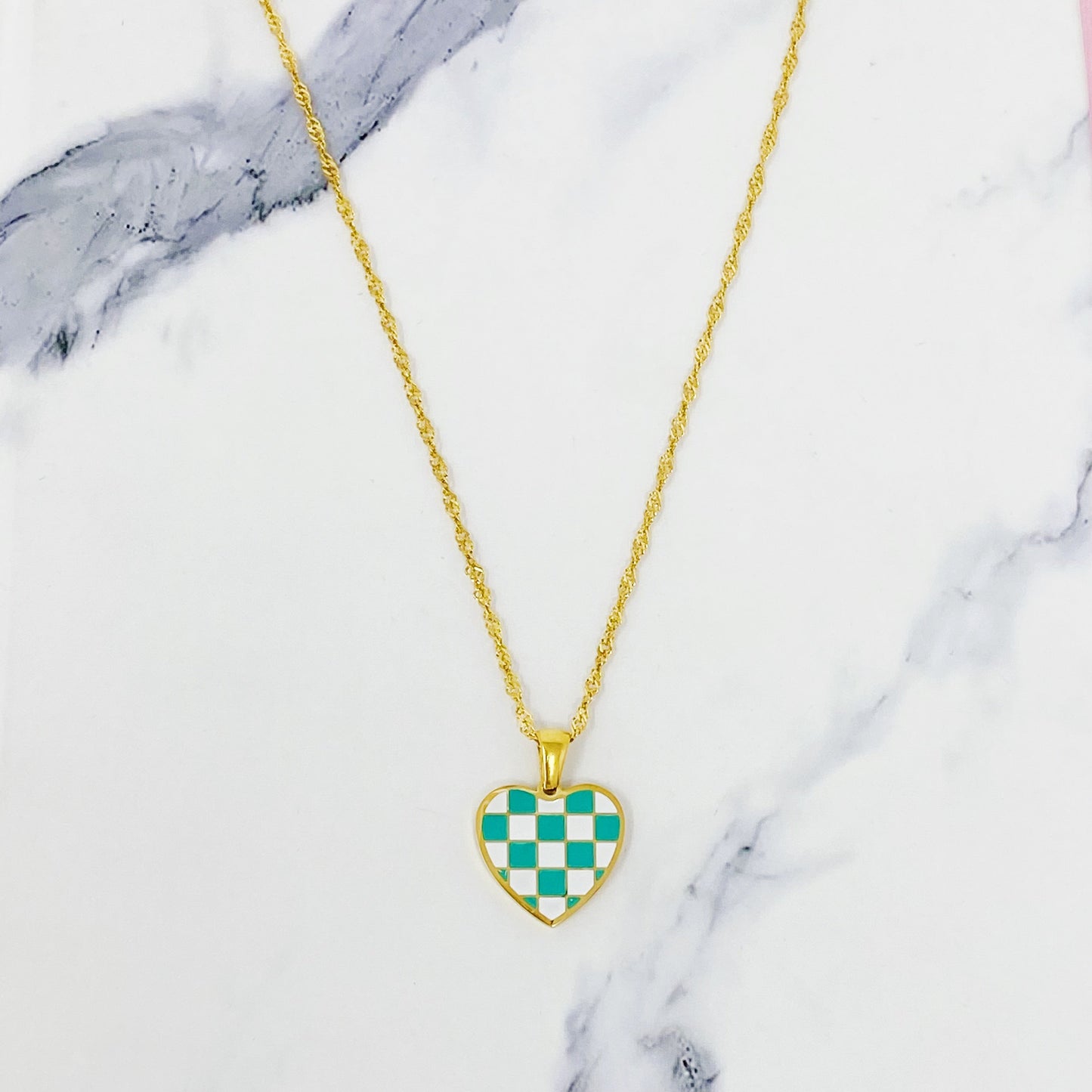 Checkered Heart Necklace by Ellisonyoung.com