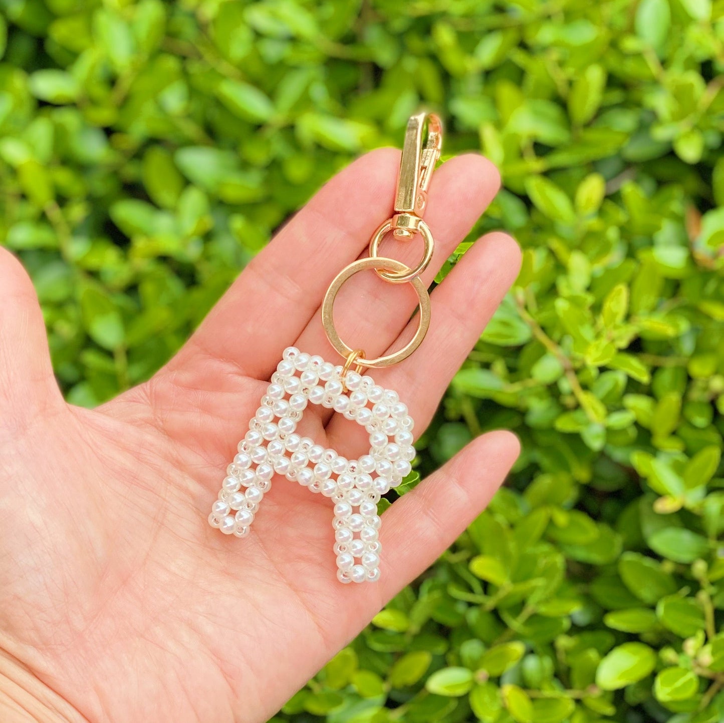Hand Knitted Retro Pearl Initial Key Chain by Ellisonyoung.com