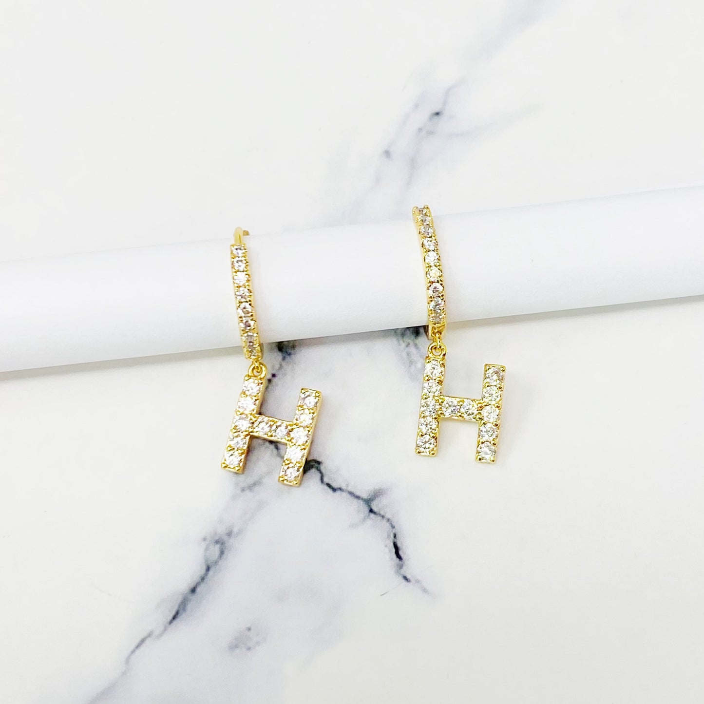 Crystal Initial Drop Earrings by Ellisonyoung.com