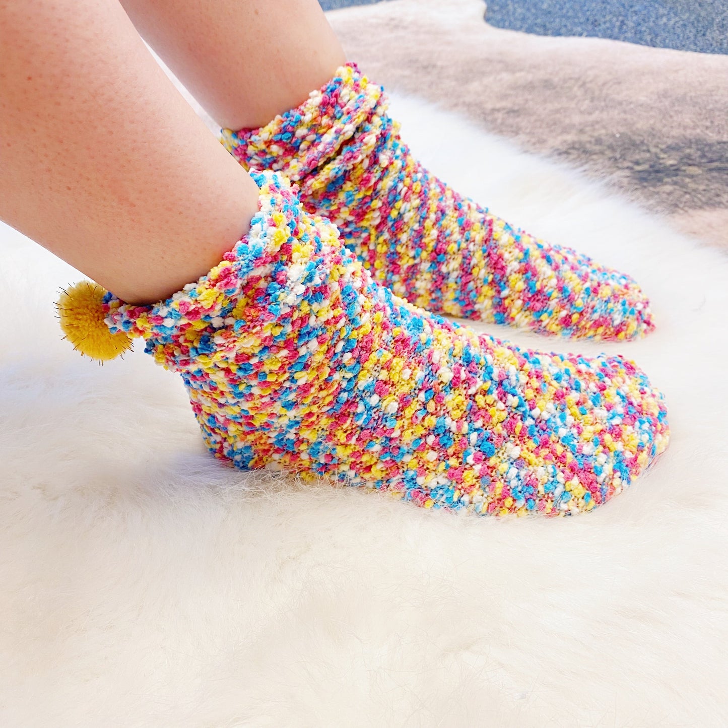 Fuzzy Pom Confetti Socks by Ellisonyoung.com