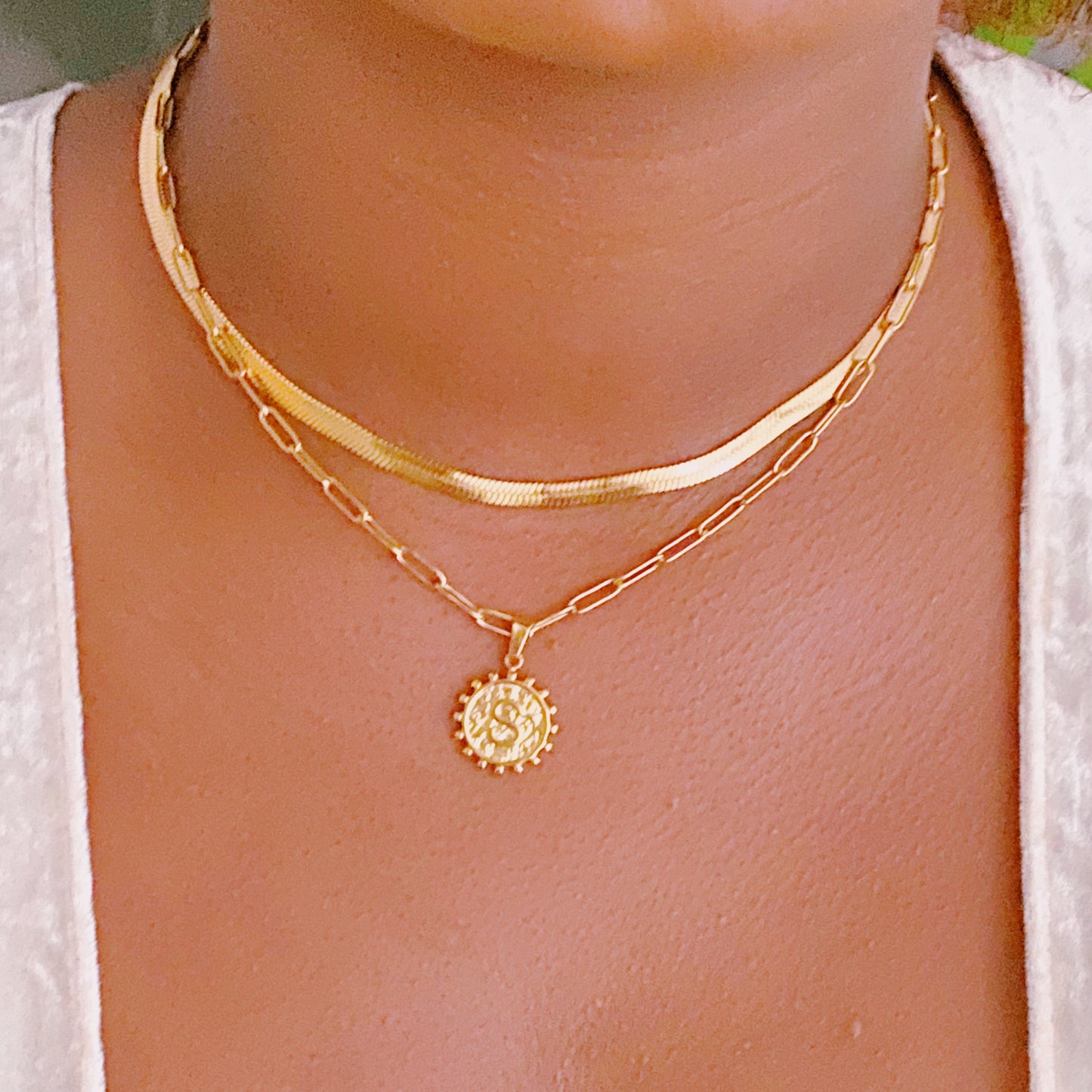 Double Chain Initial Necklace by Ellisonyoung.com