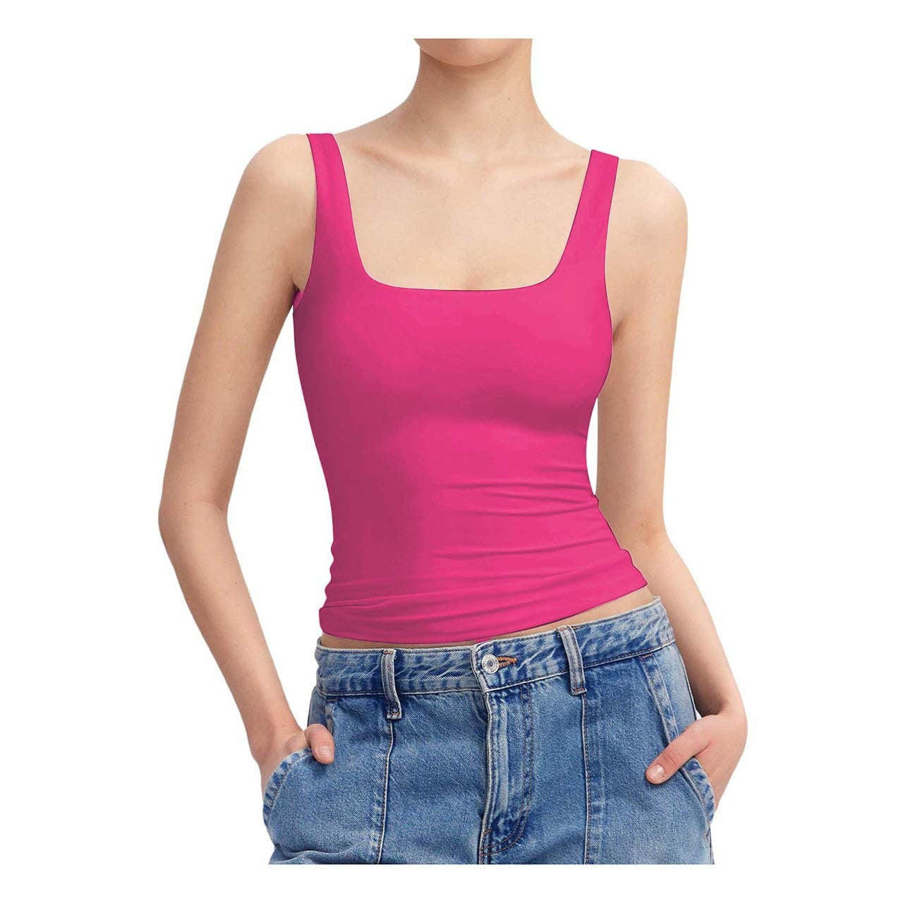 Summer Fashion Sleeveless Vest Square Collar Vest For Women