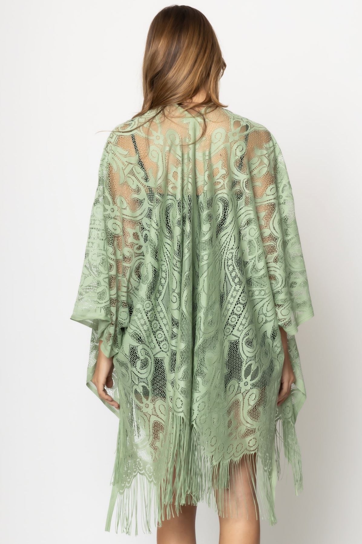 Elegant Lace Fringed Kimono by Ellisonyoung.com