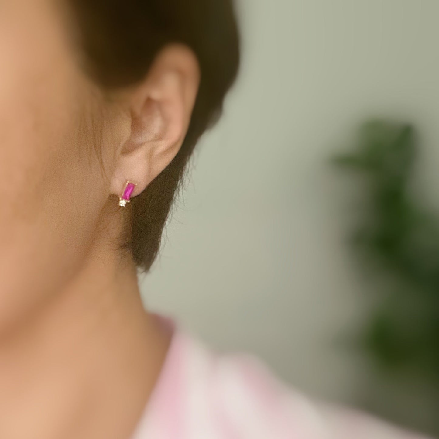 Baguette Cut Stone Stud Earrings by Ellisonyoung.com