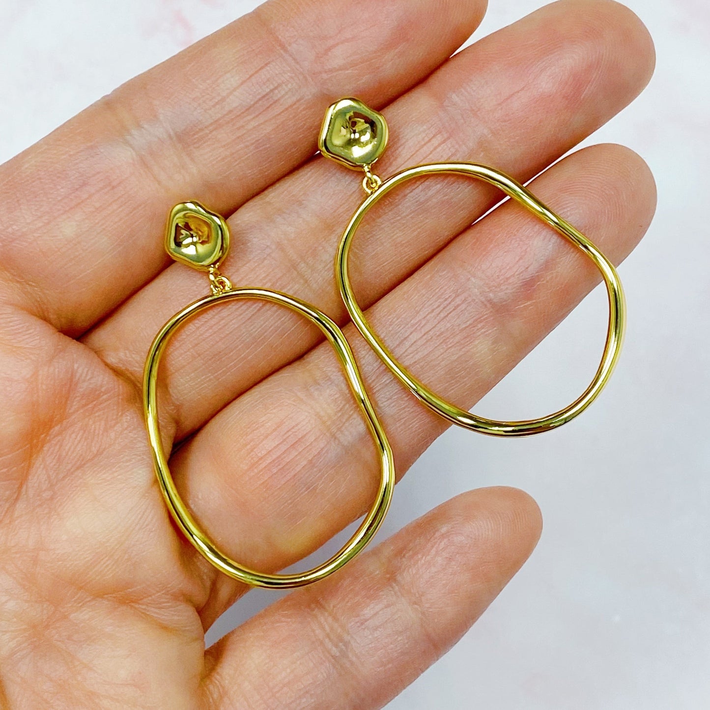 Modern Molten Oval Drop Earrings by Ellisonyoung.com