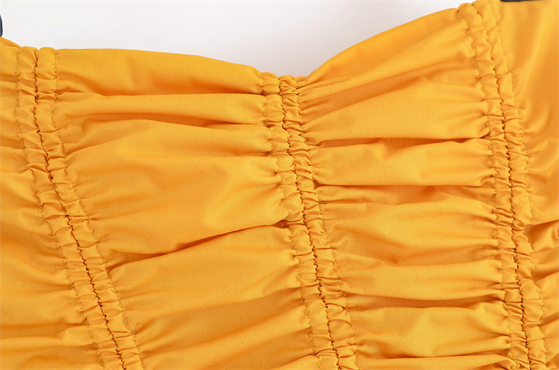 Tube Top Pleated Long-sleeved Suit