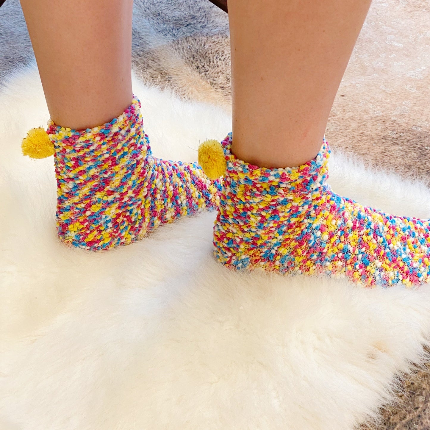 Fuzzy Pom Confetti Socks by Ellisonyoung.com