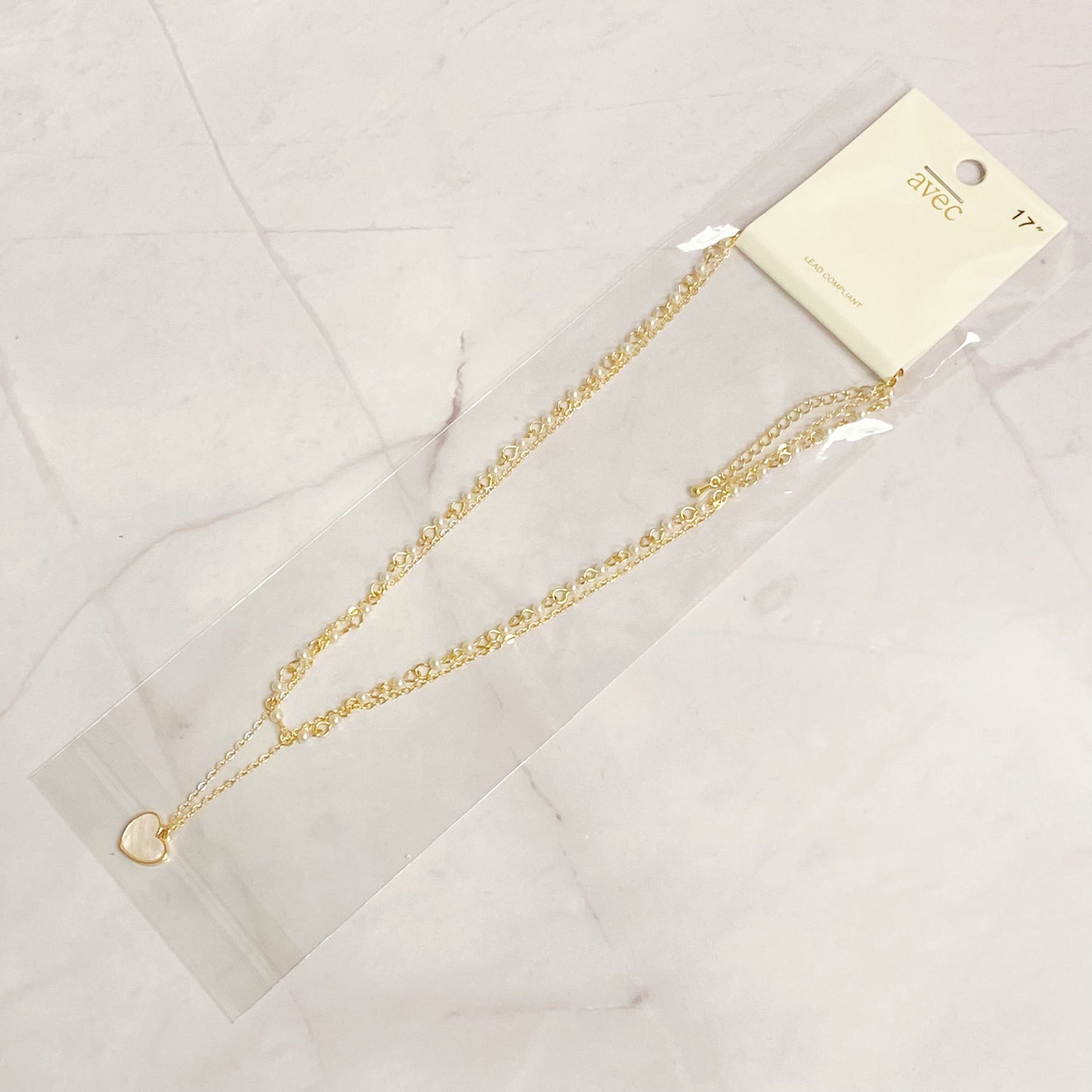 Layered Pearl Chain Heart Necklace by Ellisonyoung.com