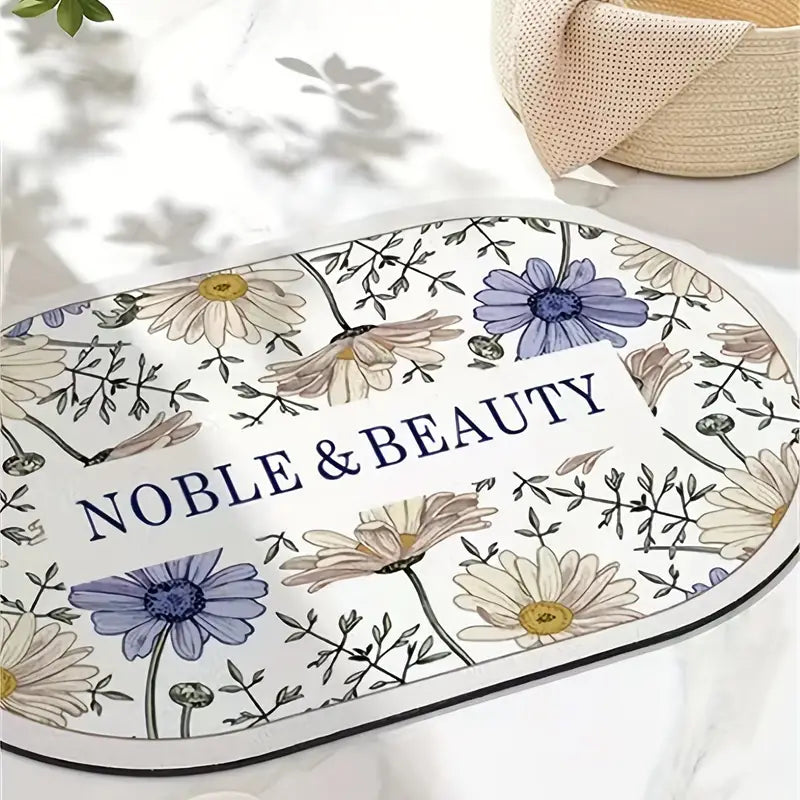Decorative Non-Slip Floral Bath Mat for Home 15.75"x23.62"