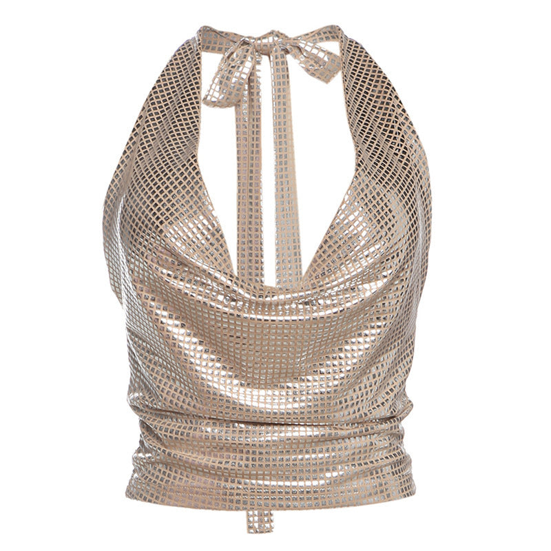 Lace-up Vest Deep V-neck Slim-fit Halter Top