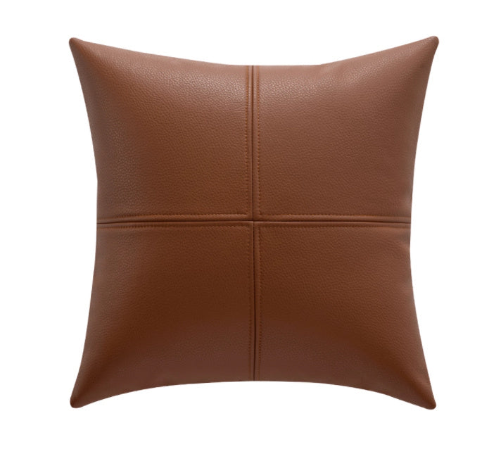 Simple Solid Color Soft Cowhide Light Luxury Leather Pillow Cover