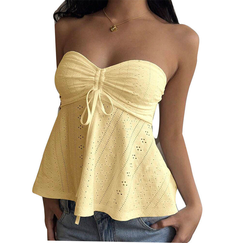 Vacation Style Sleeveless Jacquard Top