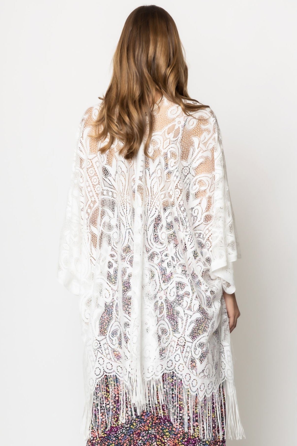 Elegant Lace Fringed Kimono by Ellisonyoung.com