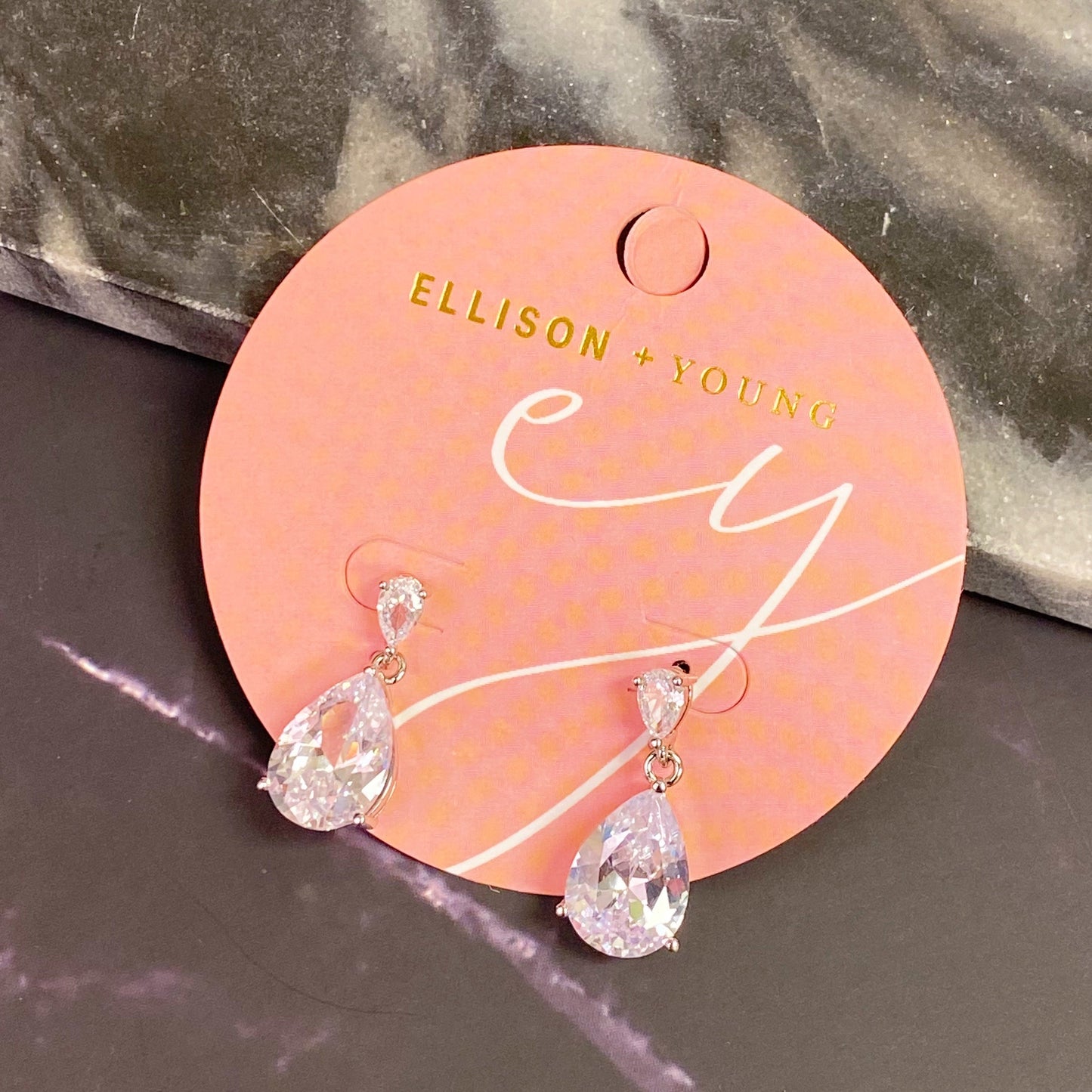 Crystal Clear Teardrop Earrings by Ellisonyoung.com